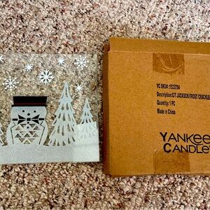 Yankee Candle Snowman Glass Decor / Candle Plate, NIB